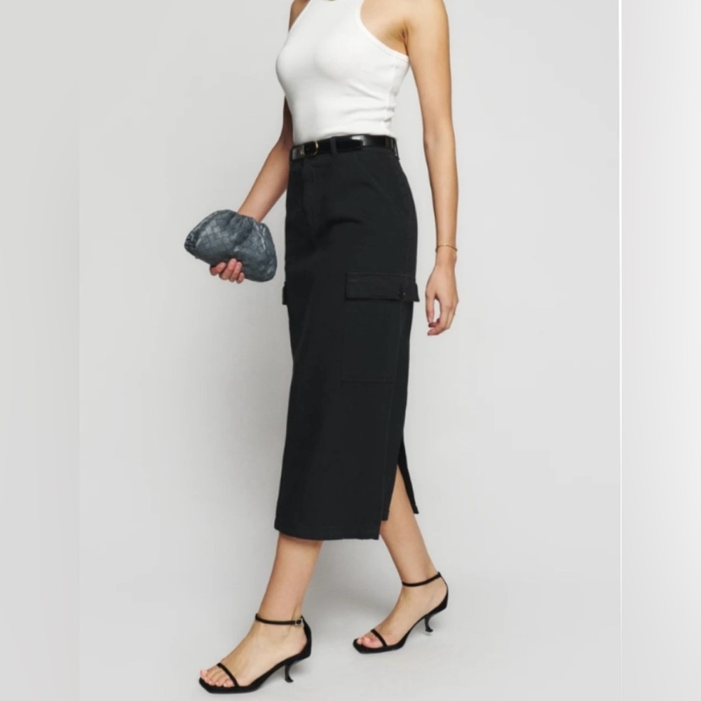 Reformation Black Maggi Midi Cargo Skirt